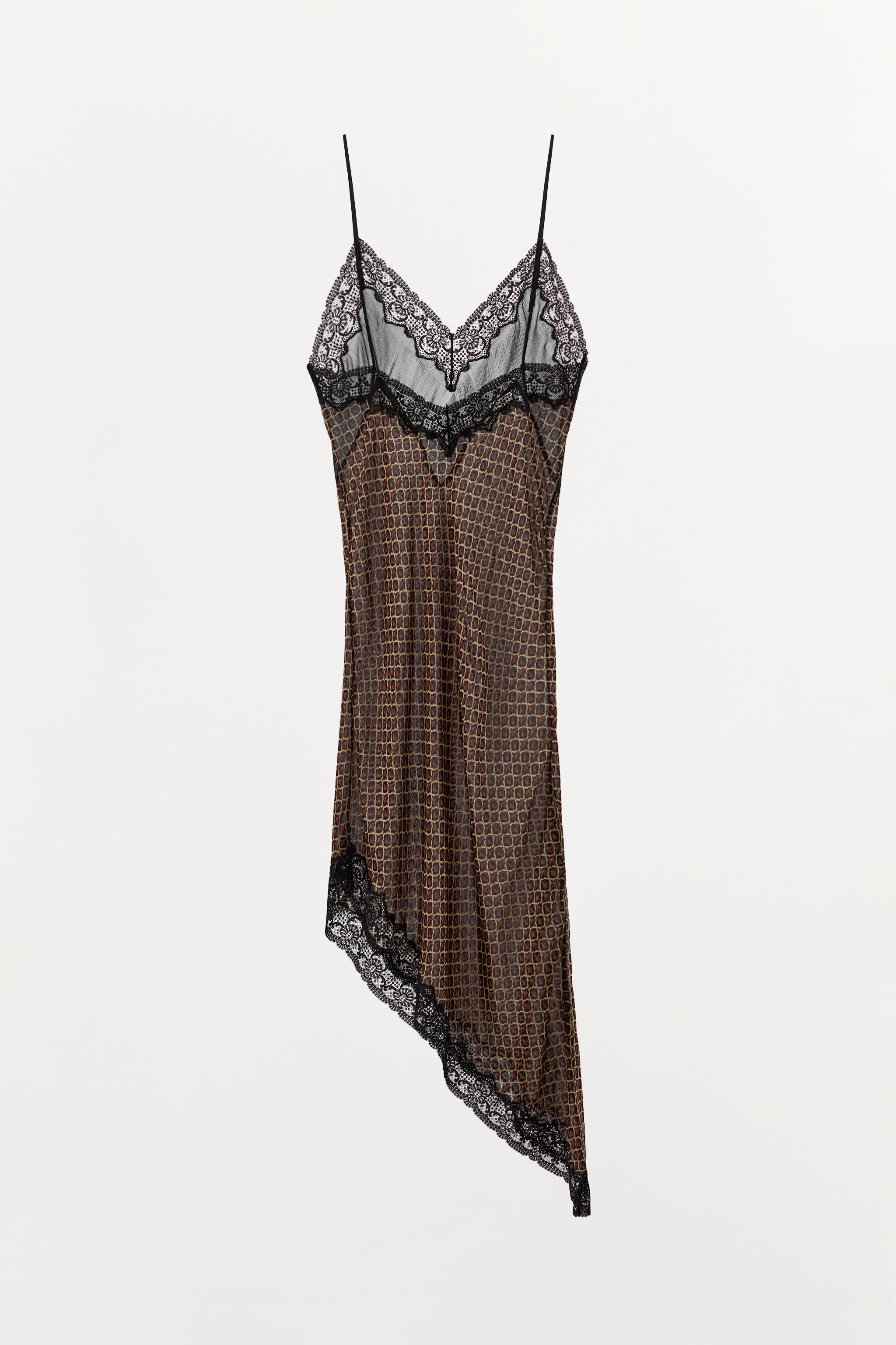 ROBE IMPRIMÉE 100% VISCOSE ASYMÉTRIQUE